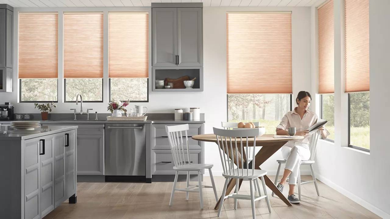 Applause Sunterra™ Cordless Shades in a kitchen near Bellingham, WA