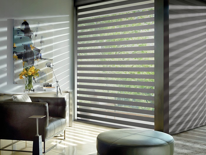 Designer Banded Roller Shades Gen 3 PowerView McCormick—Onyx